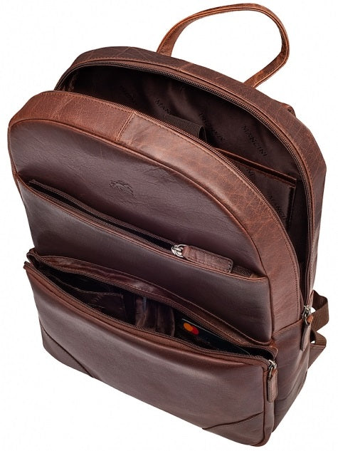 Mancini Buffalo Leather Slim Laptop Backpack