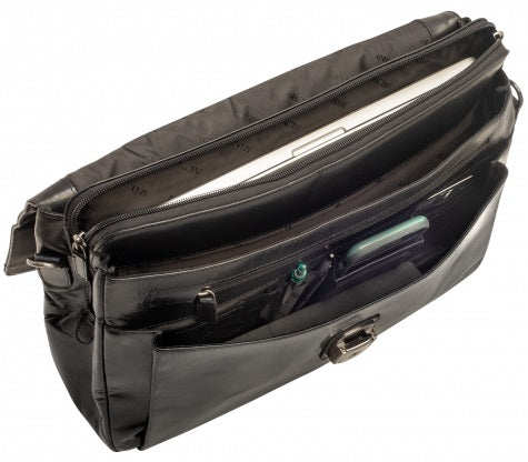Mancini Buffalo Leather Triple Compartment Laptop Briefcase