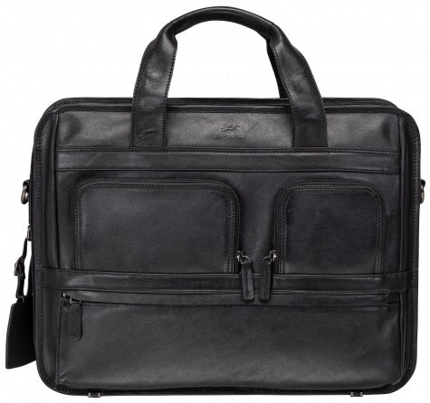 Mancini Milan Leather Double Compartment Laptop Briefcase