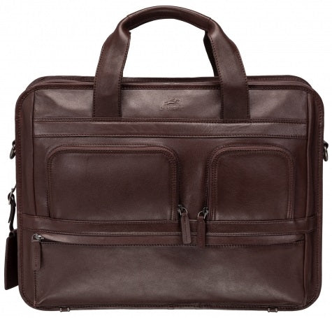 Mancini Milan Leather Double Compartment Laptop Briefcase