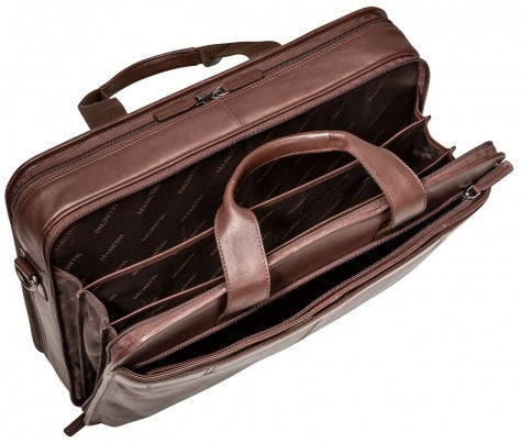 Mancini Milan Leather Double Compartment Laptop Briefcase