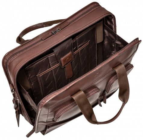 Mancini Milan Leather Double Compartment Laptop Briefcase
