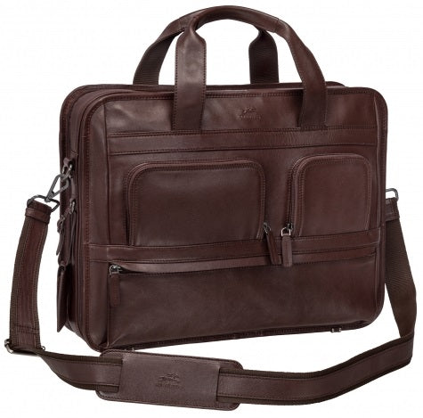 Mancini Milan Leather Double Compartment Laptop Briefcase
