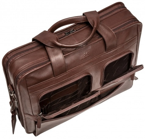 Mancini Milan Leather Double Compartment Laptop Briefcase