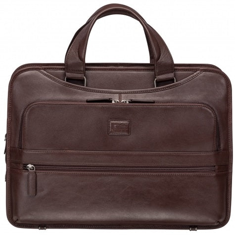 Mancini Milan Leather Triple Compartment Laptop Briefcase