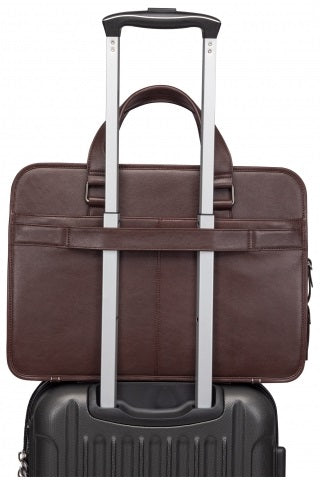 Mancini Milan Leather Triple Compartment Laptop Briefcase