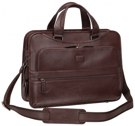 Mancini Milan Leather Triple Compartment Laptop Briefcase