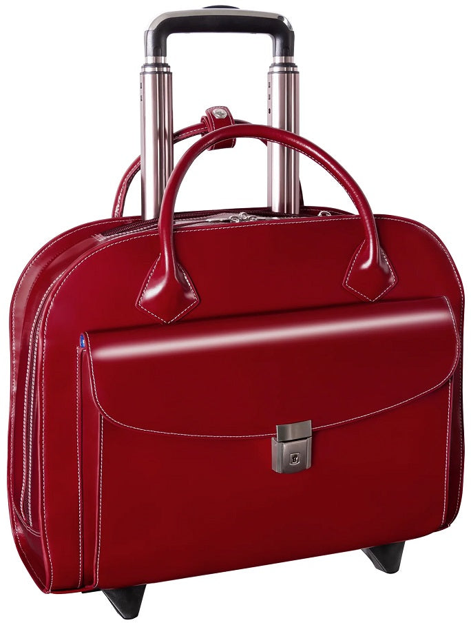 McKlein I Series Granville Wheeled Laptop Briefcase in Red