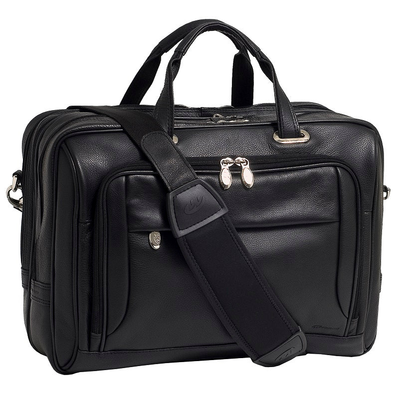 McKlein I Series West Loop Expandable Double Compartment Leather Laptop Case