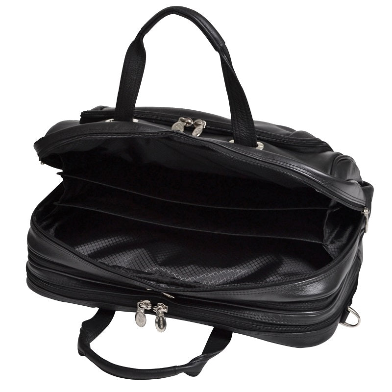McKlein I Series West Loop Expandable Double Compartment Leather Laptop Case
