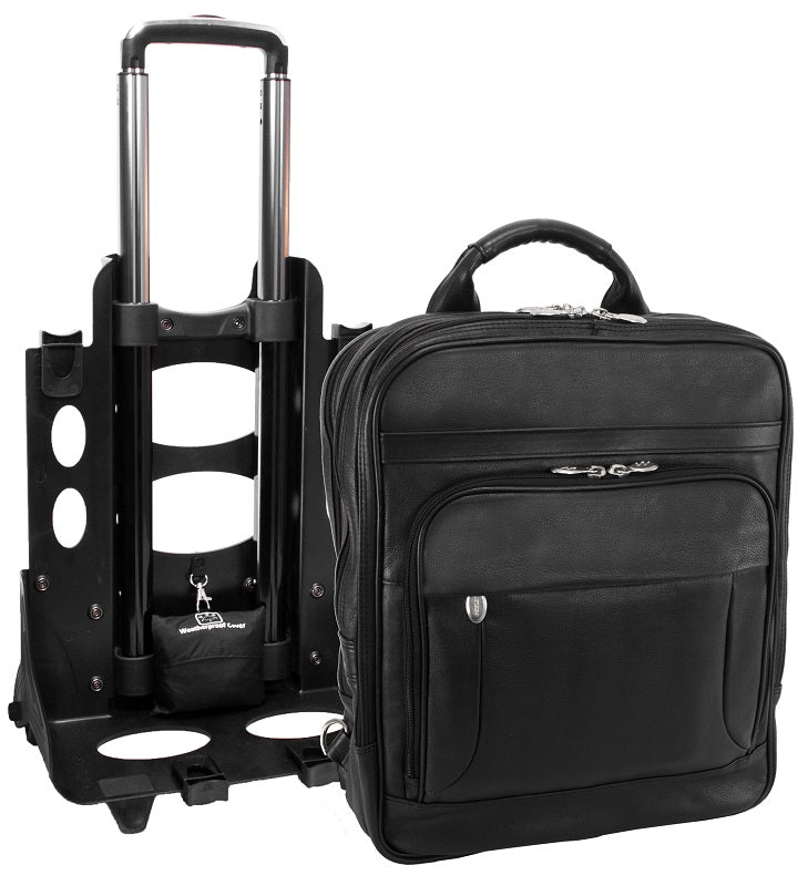 McKlein I Series Wicker Park Leather Detachable-Wheeled 3-Way Computer Backpack Brief