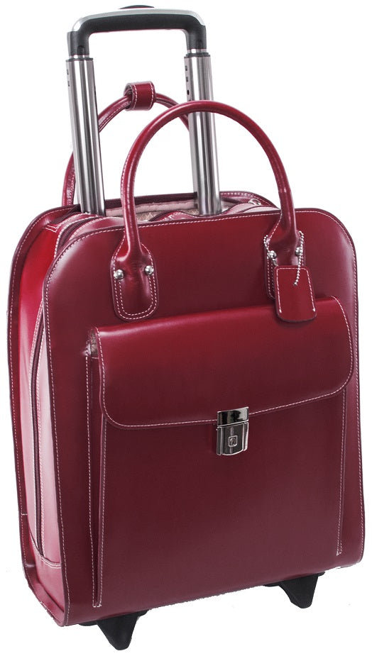 McKlein L Series Uptown Wheeled Laptop Briefcase in Red