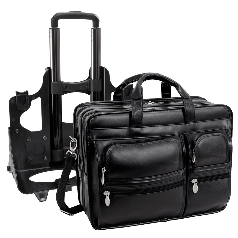 McKlein P Series Clinton Detachable-Wheeled Leather Laptop Case