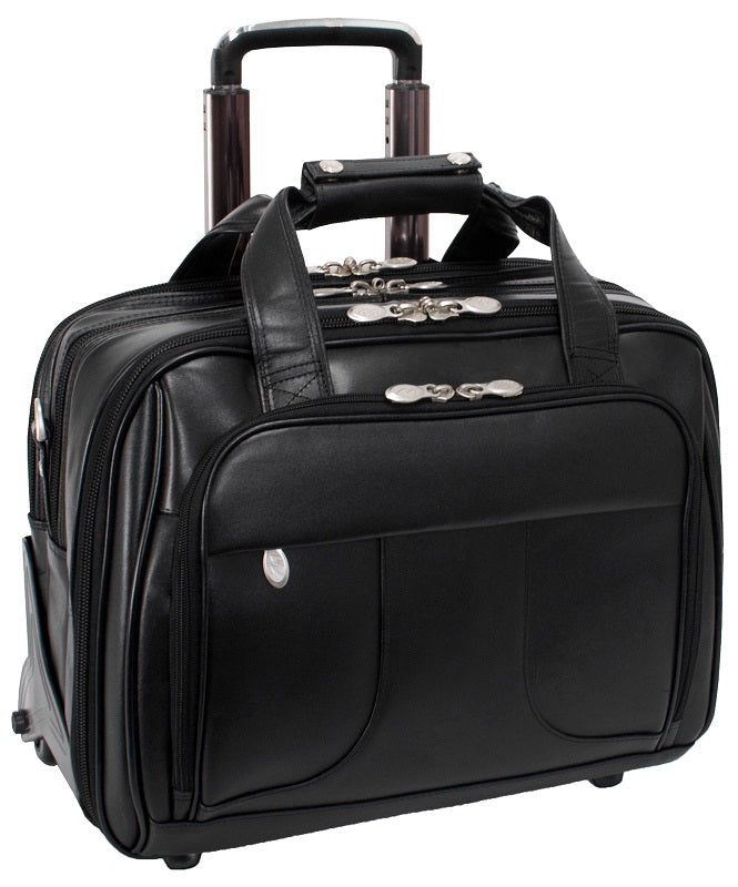 McKlein R Series Chicago 17" Leather Detachable-Wheeled Overnight Laptop Case