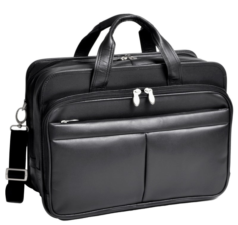McKlein R Series Walton Leather Expandable Double Compartment Laptop Case w/ Removable Sleeve