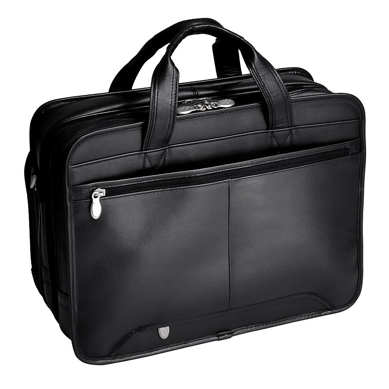 McKlein R Series Walton Leather Expandable Double Compartment Laptop Case w/ Removable Sleeve