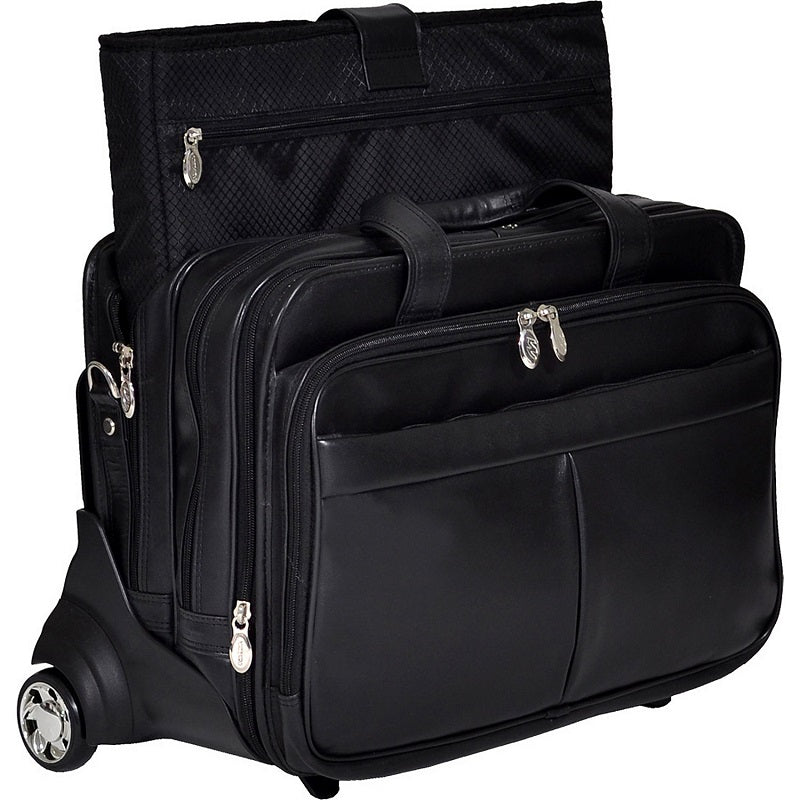 McKlein R Series Roosevelt Leather Detachable-Wheeled Laptop Case w/ Removable Sleeve
