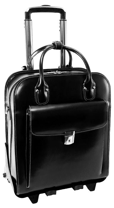 McKlein W Series La Grange Detachable-Wheeled Briefcase in Black