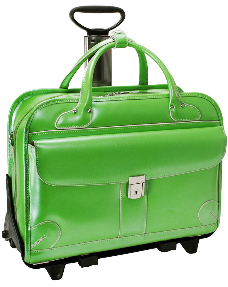 McKlein W Series Lakewood Detachable-Wheeled Briefcase in Green