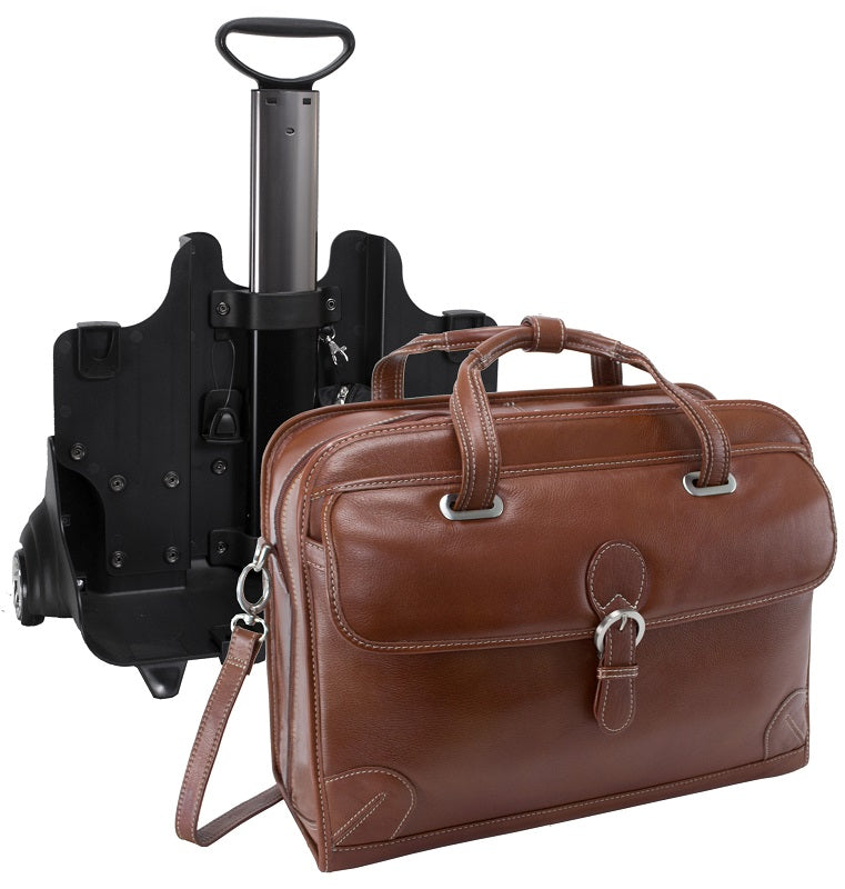 Siamod Carugetto Leather Detachable-Wheeled Laptop Briefcase