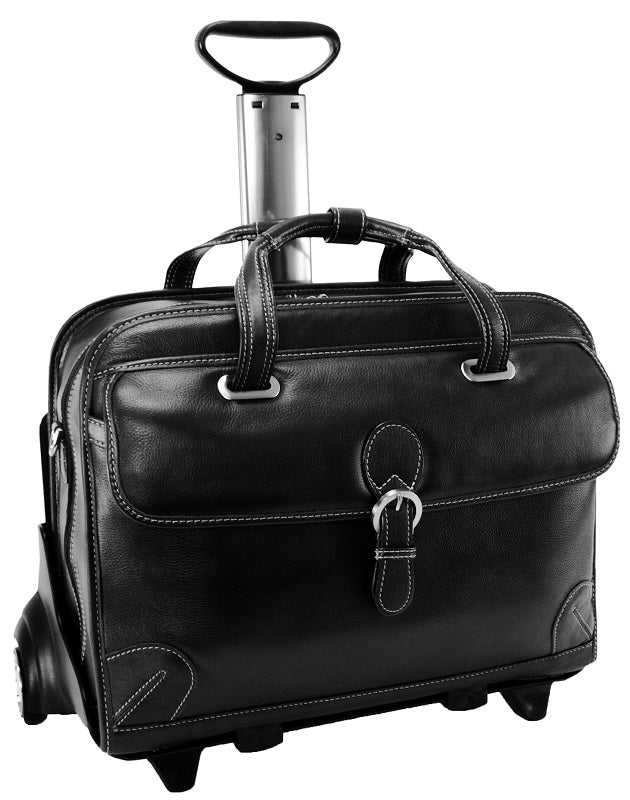 Siamod Carugetto Leather Detachable-Wheeled Laptop Briefcase