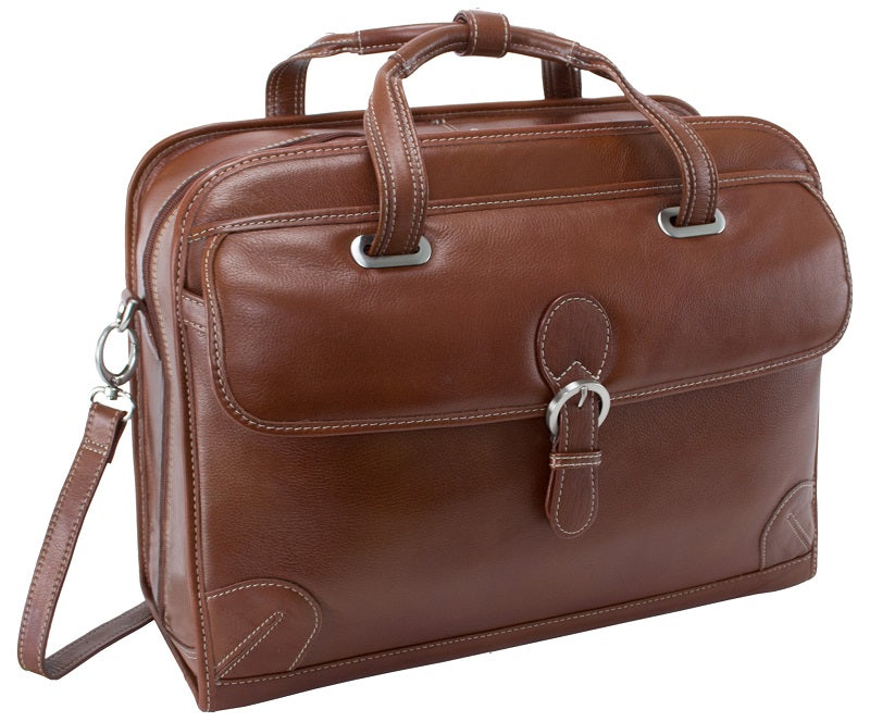 Siamod Carugetto Leather Detachable-Wheeled Laptop Briefcase