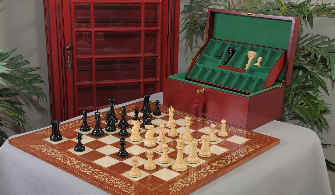 Staunton Broadbent Chess Set, Box and Board Combination - Ebony