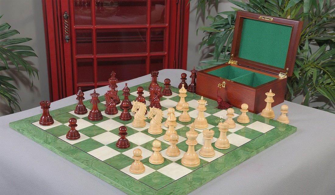Staunton Preston Chess Set, Box and Board Combination - Blood Rosewood