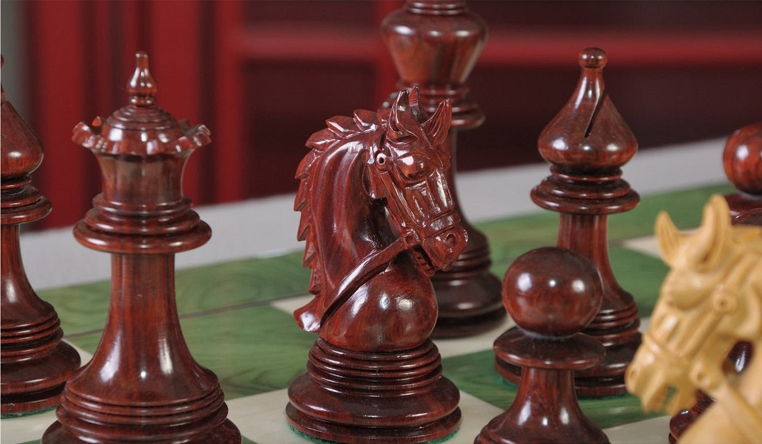 Staunton Preston Chess Set, Box and Board Combination - Blood Rosewood