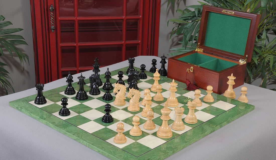Staunton Preston Chess Set, Box and Board Combination - Ebony
