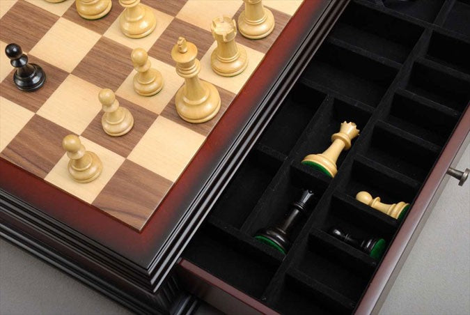 Staunton Reykjavik II Tournament Chess Set and Tiroir Combination - Ebony
