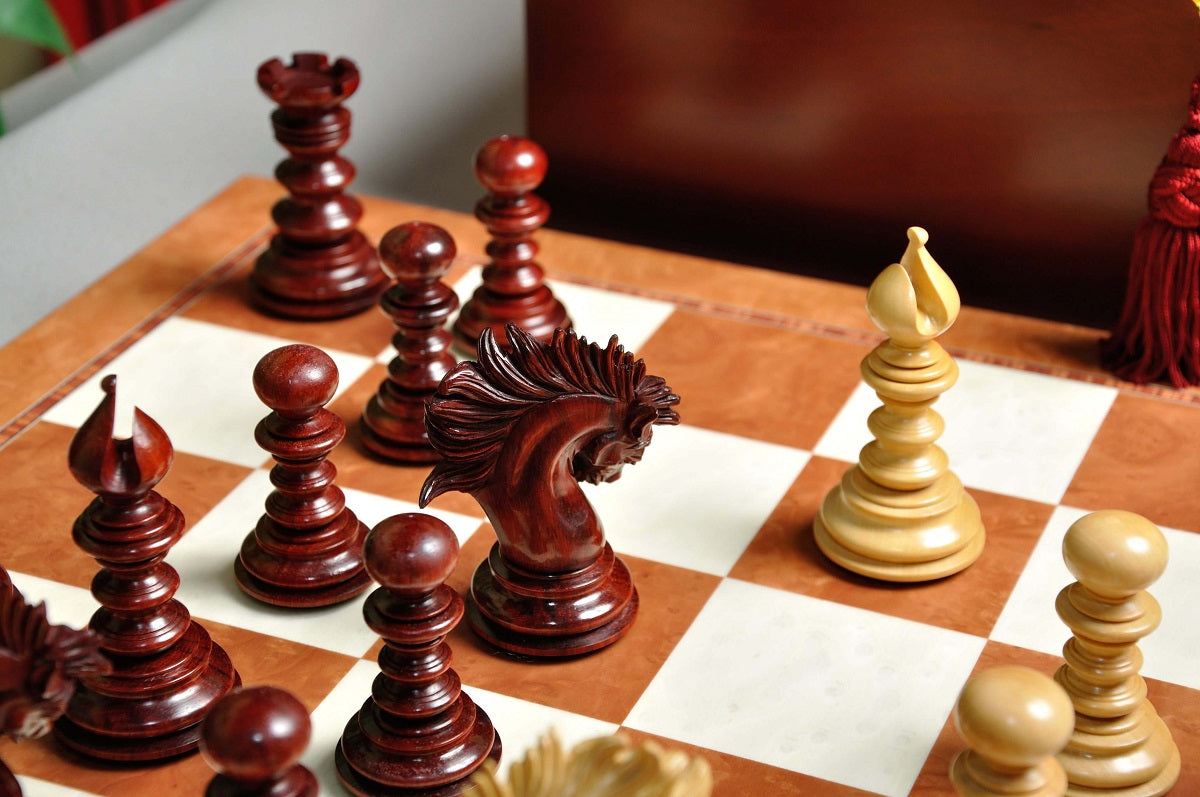 Staunton Savano Chess Set, Box and Board Combination - Blood Rosewood
