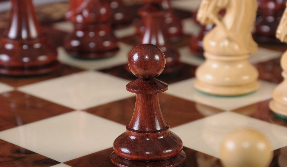 Staunton Sultan Chess Set, Box and Board Combination - Blood Rosewood