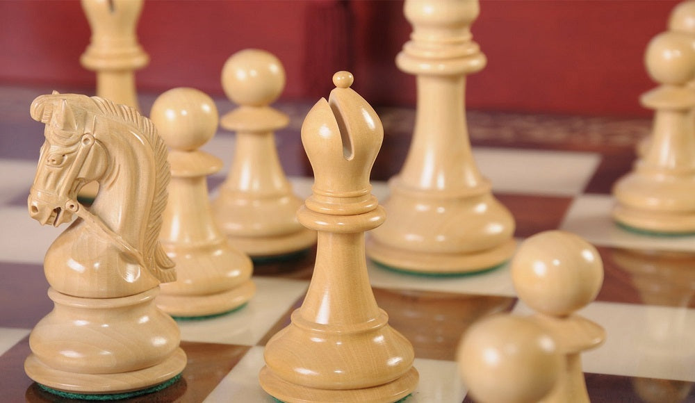 Staunton Sultan Chess Set, Box and Board Combination - Blood Rosewood