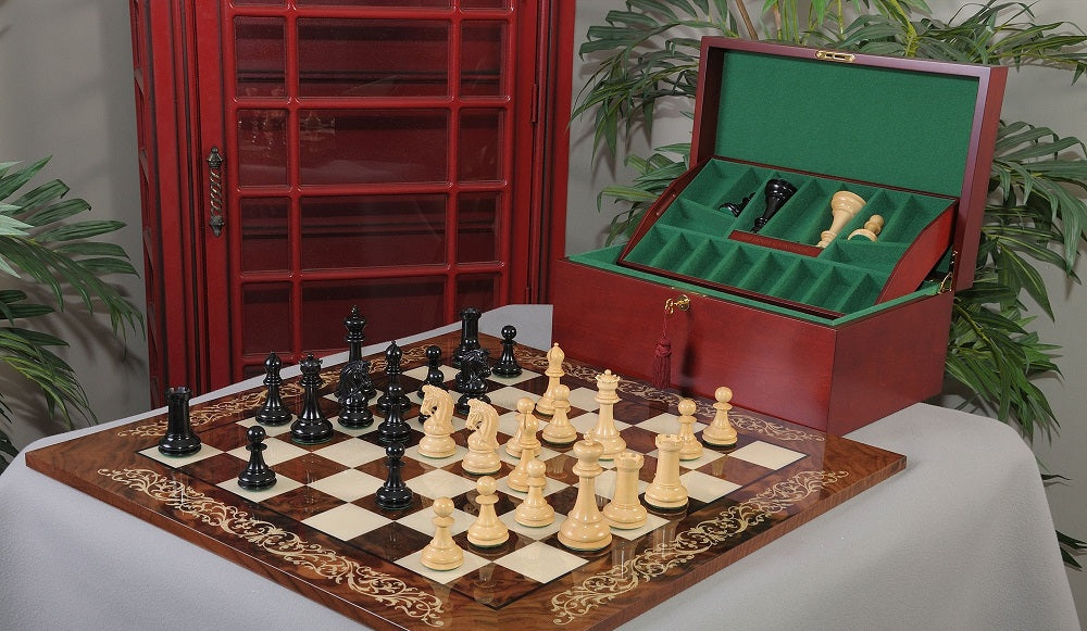 Staunton Sultan Chess Set, Box and Board Combination - Ebony