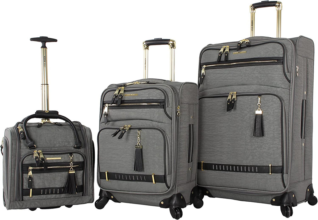 Steve Madden Peek-A-Boo Grey 3-Piece Under Seat Luggage Set