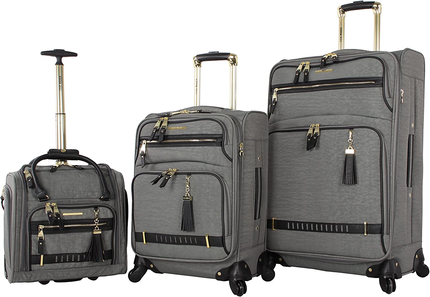 Steve Madden Peek-A-Boo Grey 3-Piece Under Seat Luggage Set