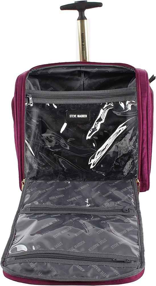 Steve Madden Peek-A-Boo Purple 3-Piece Under Seat Luggage Set
