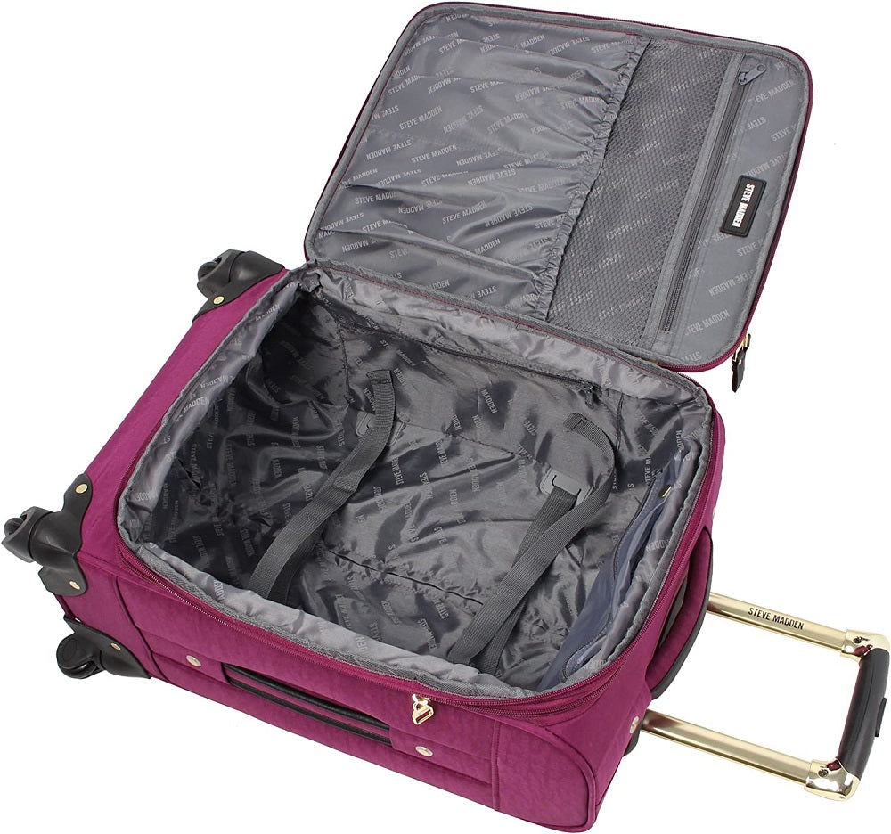 Steve Madden Peek-A-Boo Purple 3-Piece Under Seat Luggage Set