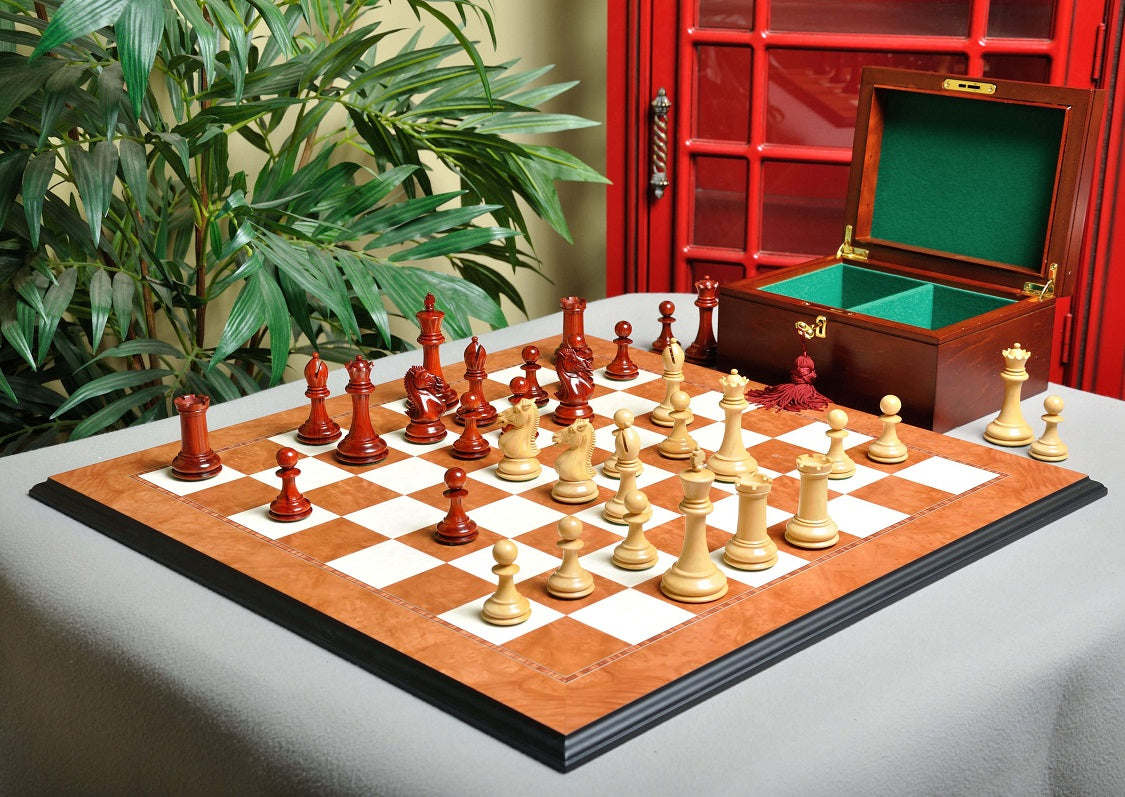 Staunton Hastings Chess Set, Box and Board Combination - Blood Rosewood
