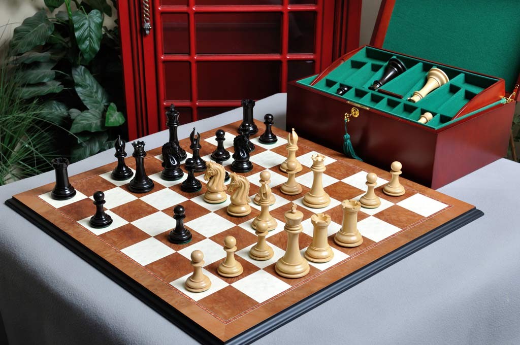 Staunton Imperial Collector Chess Set, Box and Board Combination - Ebony