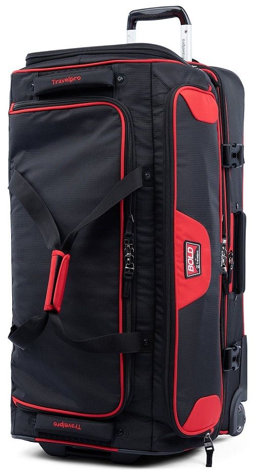 Travelpro Bold 30" Drop Bottom Rolling Duffel in Red/Black