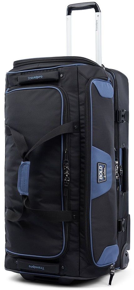 Travelpro Bold 30" Drop Bottom Rolling Duffel in Navy/Black