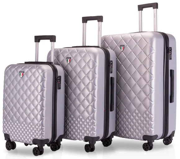Tucci 3-Piece Luggage Set - Trapunta in Silver